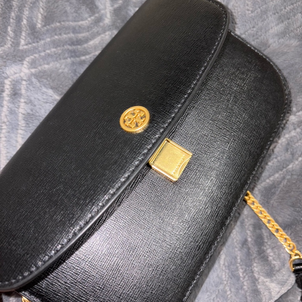 Tory Burch Black Crossbody Bag with Gold Details